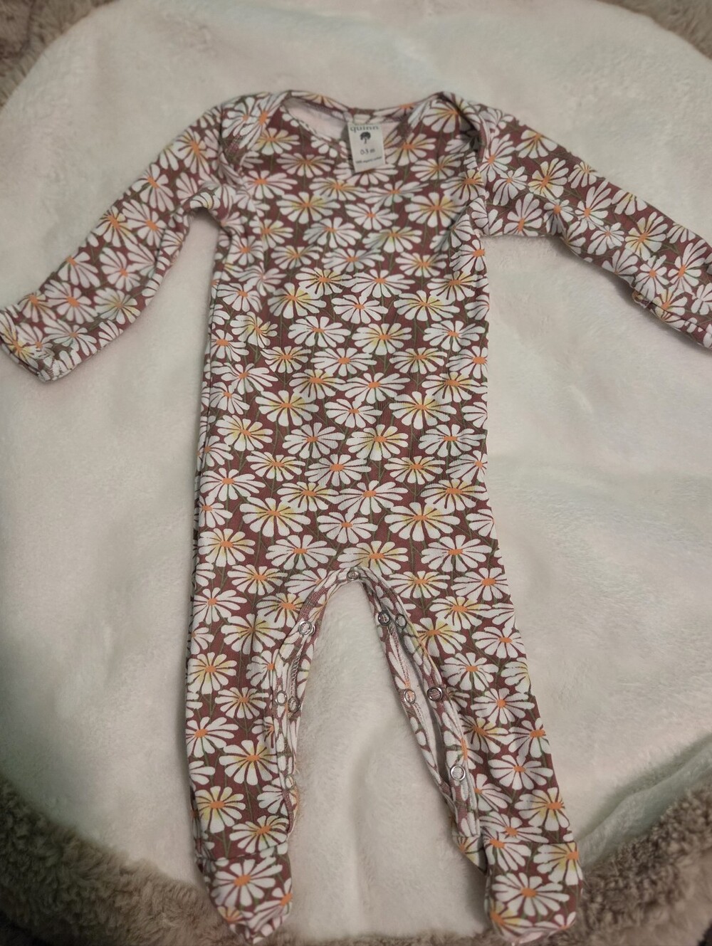 Kate Quinn Organic Cotton Daisy Bodysuit Onesie, Size 0-3 Months
